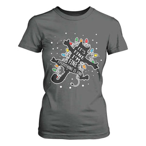 Funny Christmas It's Fine I'm Fine Everything Is Fine T Shirt For Women Black Cat TS11 Dark Heather Print Your Wear