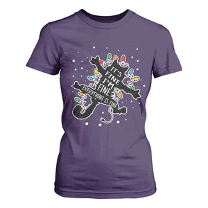 Funny Christmas It's Fine I'm Fine Everything Is Fine T Shirt For Women Black Cat TS11 Purple Print Your Wear