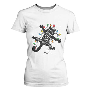 Funny Christmas It's Fine I'm Fine Everything Is Fine T Shirt For Women Black Cat TS11 White Print Your Wear