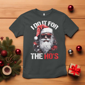 Funny Christmas I Do It For The Ho's T Shirt Cool Santa Face TS11 Dark Heather Print Your Wear
