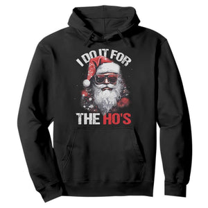 Funny Christmas I Do It For The Ho's Hoodie Cool Santa Face TS11 Black Print Your Wear
