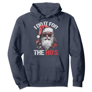 Funny Christmas I Do It For The Ho's Hoodie Cool Santa Face TS11 Navy Print Your Wear