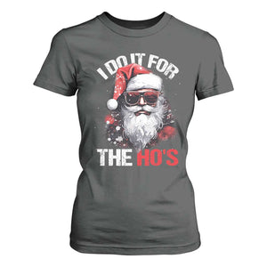 Funny Christmas I Do It For The Ho's T Shirt For Women Cool Santa Face TS11 Dark Heather Print Your Wear
