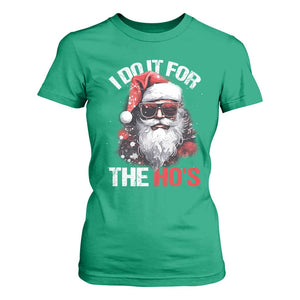 Funny Christmas I Do It For The Ho's T Shirt For Women Cool Santa Face TS11 Irish Green Print Your Wear