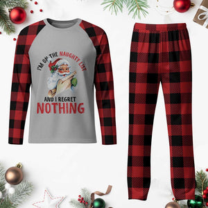 Funny Christmas Vintage Santa Plaid Pajama Set I'm On The Naughty List And I Regret Nothing TS11 Buffalo Plaid Print Your Wear