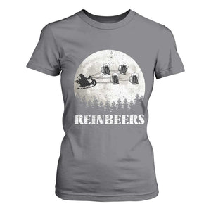 Funny Christmas Beers T Shirt For Women Reinbeers Santa Sleigh Moon TS11 Charcoal Print Your Wear