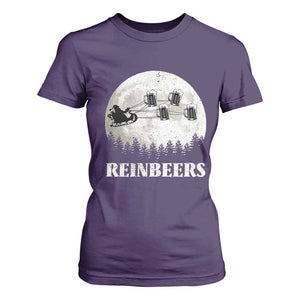 Funny Christmas Beers T Shirt For Women Reinbeers Santa Sleigh Moon TS11 Purple Print Your Wear
