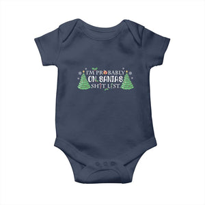Funny Christmas Baby Onesie I'm Probably On Santa's List TS11 Navy Print Your Wear