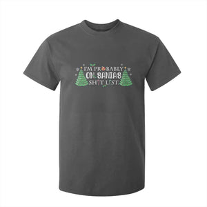Funny Christmas T Shirt For Kid I'm Probably On Santa's List TS11 Dark Heather Print Your Wear