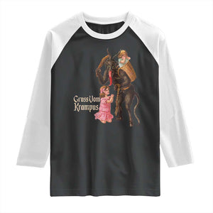 Christmas Creepy Krampus Raglan Shirt Greetings From Gruss Vom Krampus TS11 Black White Print Your Wear