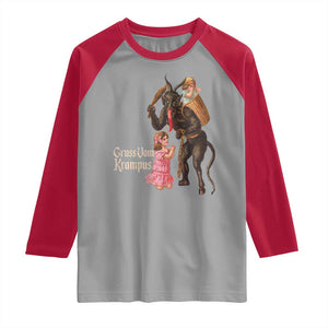 Christmas Creepy Krampus Raglan Shirt Greetings From Gruss Vom Krampus TS11 Sport Gray Red Print Your Wear