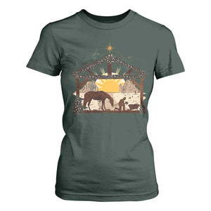 Christmas Western T Shirt For Women True Story Jesus Cowboy Nativity Scene TS11 Dark Forest Green Print Your Wear