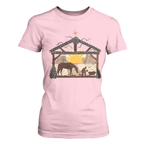 Christmas Western T Shirt For Women True Story Jesus Cowboy Nativity Scene TS11 Light Pink Print Your Wear