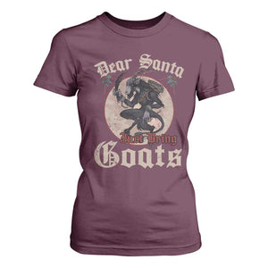 Funny Yule Christmas T Shirt For Women Dear Santa Just Bring Goats Krampus TS11 Maroon Print Your Wear