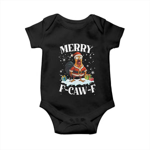 Funny F Caw F Chicken Christmas Baby Onesie Merry F Caw F Quote Holiday TS11 Black Print Your Wear