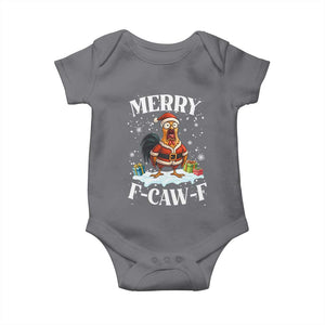 Funny F Caw F Chicken Christmas Baby Onesie Merry F Caw F Quote Holiday TS11 Charcoal Print Your Wear