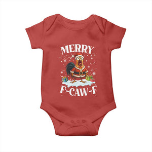 Funny F Caw F Chicken Christmas Baby Onesie Merry F Caw F Quote Holiday TS11 Red Print Your Wear