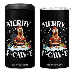 Funny F Caw F Chicken Christmas 4 in 1 Can Cooler Tumbler Merry F Caw F Quote Holiday TS11 One Size: 16 oz Black Print Your Wear