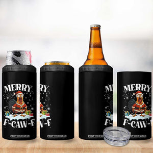 Funny F Caw F Chicken Christmas 4 in 1 Can Cooler Tumbler Merry F Caw F Quote Holiday TS11 Print Your Wear
