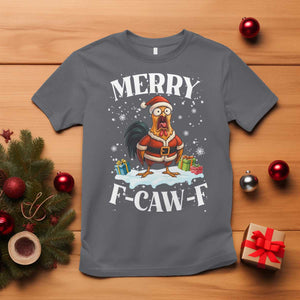 Funny F Caw F Chicken Christmas T Shirt Merry F Caw F Quote Holiday TS11 Charcoal Print Your Wear