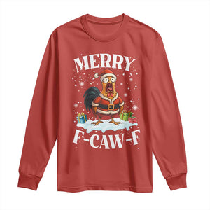 Funny F Caw F Chicken Christmas Long Sleeve Shirt Merry F Caw F Quote Holiday TS11 Red Print Your Wear