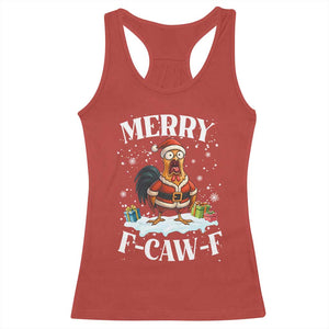 Funny F Caw F Chicken Christmas Racerback Tank Top Merry F Caw F Quote Holiday TS11 Red Print Your Wear