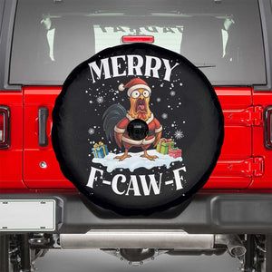 Funny F Caw F Chicken Christmas Spare Tire Cover Merry F Caw F Quote Holiday TS11 Black Print Your Wear
