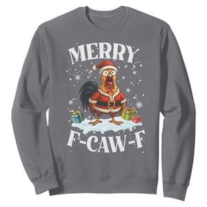Funny F Caw F Chicken Christmas Sweatshirt Merry F Caw F Quote Holiday TS11 Charcoal Print Your Wear