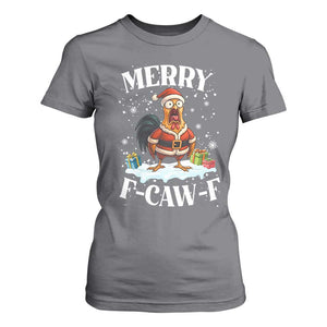 Funny F Caw F Chicken Christmas T Shirt For Women Merry F Caw F Quote Holiday TS11 Charcoal Print Your Wear