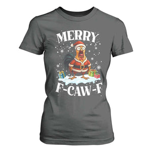 Funny F Caw F Chicken Christmas T Shirt For Women Merry F Caw F Quote Holiday TS11 Dark Heather Print Your Wear