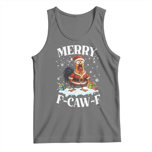Funny F Caw F Chicken Christmas Tank Top Merry F Caw F Quote Holiday TS11 Black Heather Print Your Wear