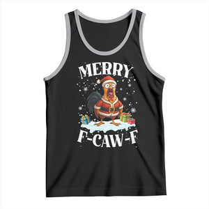 Funny F Caw F Chicken Christmas Tank Top Merry F Caw F Quote Holiday TS11 Black Athletic Heather Print Your Wear