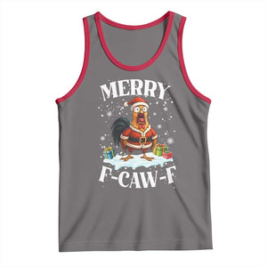 Funny F Caw F Chicken Christmas Tank Top Merry F Caw F Quote Holiday TS11 Deep Heather Red Print Your Wear