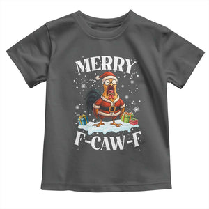 Funny F Caw F Chicken Christmas Toddler T Shirt Merry F Caw F Quote Holiday TS11 Dark Heather Print Your Wear