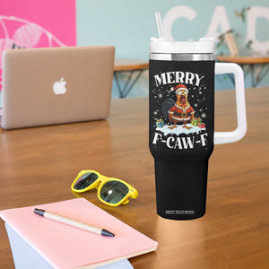 Funny F Caw F Chicken Christmas Tumbler With Handle Merry F Caw F Quote Holiday TS11 Print Your Wear