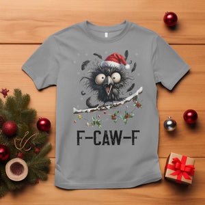 Funny F Caw F Christmas Crow T Shirt Santa Raven Xmas Holiday Snowflake TS11 Sport Gray Print Your Wear