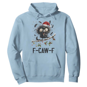 Funny F Caw F Christmas Crow Hoodie Santa Raven Xmas Holiday Snowflake TS11 Light Blue Print Your Wear
