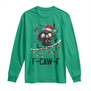 Funny F Caw F Christmas Crow Long Sleeve Shirt Santa Raven Xmas Holiday Snowflake TS11 Irish Green Print Your Wear