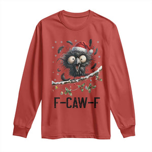 Funny F Caw F Christmas Crow Long Sleeve Shirt Santa Raven Xmas Holiday Snowflake TS11 Red Print Your Wear