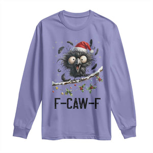 Funny F Caw F Christmas Crow Long Sleeve Shirt Santa Raven Xmas Holiday Snowflake TS11 Violet Print Your Wear