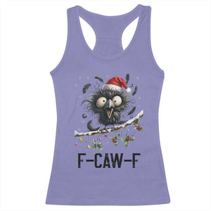 Funny F Caw F Christmas Crow Racerback Tank Top Santa Raven Xmas Holiday Snowflake TS11 Violet Print Your Wear