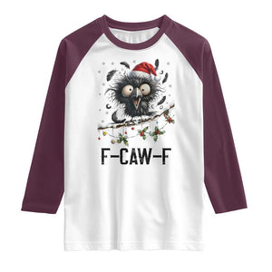 Funny F Caw F Christmas Crow Raglan Shirt Santa Raven Xmas Holiday Snowflake TS11 White Maroon Print Your Wear