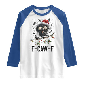 Funny F Caw F Christmas Crow Raglan Shirt Santa Raven Xmas Holiday Snowflake TS11 White Royal Print Your Wear