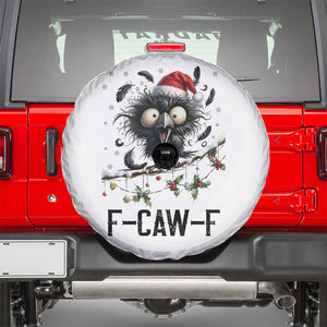 Funny F Caw F Christmas Crow Spare Tire Cover Santa Raven Xmas Holiday Snowflake TS11 White Print Your Wear