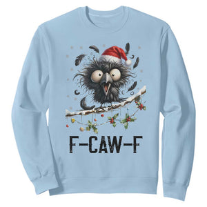 Funny F Caw F Christmas Crow Sweatshirt Santa Raven Xmas Holiday Snowflake TS11 Light Blue Print Your Wear