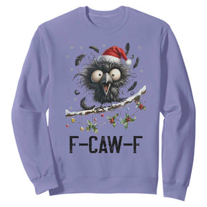 Funny F Caw F Christmas Crow Sweatshirt Santa Raven Xmas Holiday Snowflake TS11 Violet Print Your Wear
