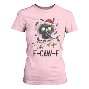 Funny F Caw F Christmas Crow T Shirt For Women Santa Raven Xmas Holiday Snowflake TS11 Light Pink Print Your Wear