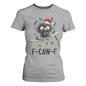 Funny F Caw F Christmas Crow T Shirt For Women Santa Raven Xmas Holiday Snowflake TS11 Sport Gray Print Your Wear
