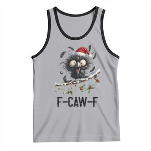 Funny F Caw F Christmas Crow Tank Top Santa Raven Xmas Holiday Snowflake TS11 Athletic Heather Black Print Your Wear