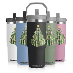 Book Christmas Tree Book Lover Teacher Librarian Flip Straw Tumbler TS11 Print Your Wear